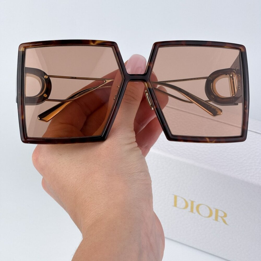 Dior 30MONTAIGNE SU CD40030U 53Y 26L0 BRAND NEW Sunglasses Havana Brown Square
